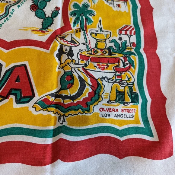 1950's VINTAGE CALIFORNIA souvenir TABLECLOTH 50's